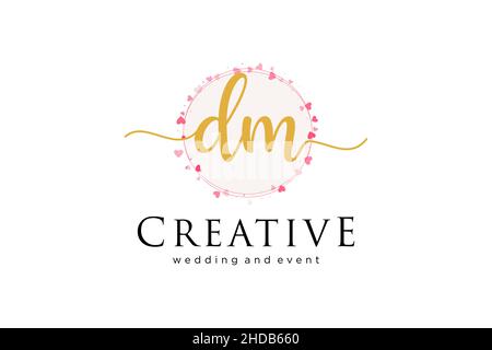 DM feminine logo. Usable for Logo for fashion,photography, wedding, beauty, business. Flat Vector Logo Design Template Element. Stock Vector