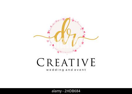 DR feminine logo. Usable for Logo for fashion,photography, wedding, beauty, business. Flat Vector Logo Design Template Element. Stock Vector