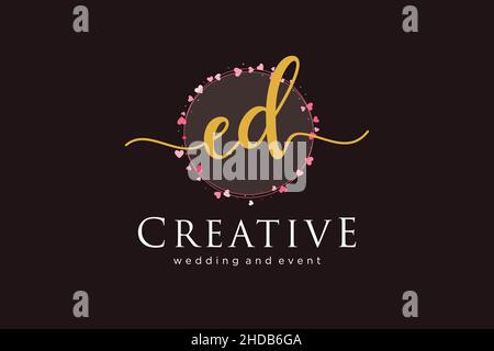 ED feminine logo. Usable for Logo for fashion,photography, wedding, beauty, business. Flat Vector Logo Design Template Element. Stock Vector