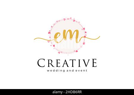 EM feminine logo. Usable for Logo for fashion,photography, wedding, beauty, business. Flat Vector Logo Design Template Element. Stock Vector