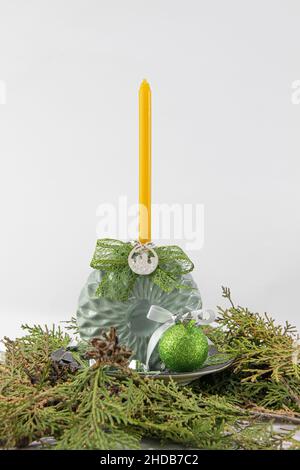 Orthodox Christmas decoration candle vase Stock Photo