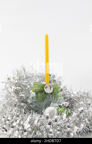 Orthodox Christmas decoration candle vase Stock Photo