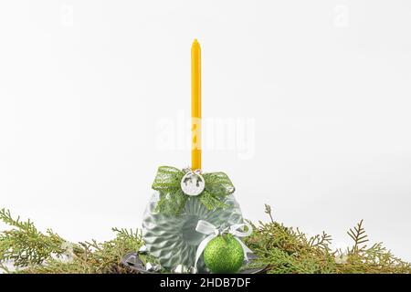 Orthodox Christmas decoration candle vase Stock Photo