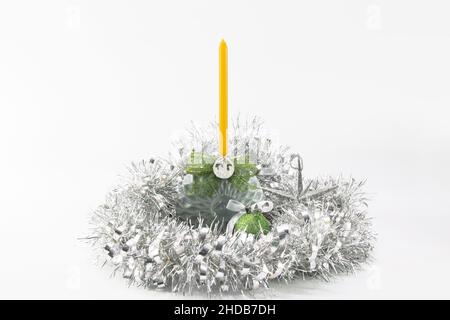 Orthodox Christmas decoration candle vase Stock Photo