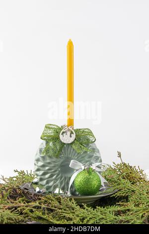 Orthodox Christmas decoration candle vase Stock Photo