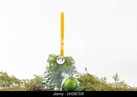 Orthodox Christmas decoration candle vase Stock Photo