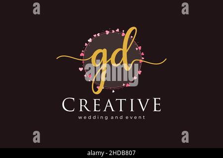 GD feminine logo. Usable for Logo for fashion,photography, wedding, beauty, business. Flat Vector Logo Design Template Element. Stock Vector