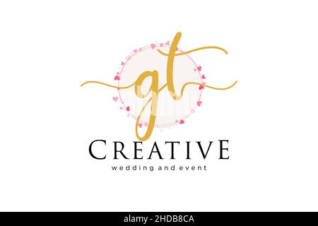 GT feminine logo. Usable for Logo for fashion,photography, wedding, beauty, business. Flat Vector Logo Design Template Element. Stock Vector