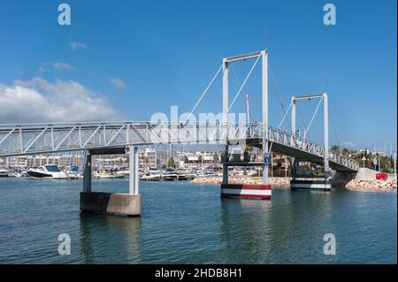 Closed bascule bridge in the marina, Lagos, Algarve, Portugal, Europe Stock Photo