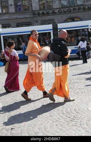 Hare Krishna Monks on Street in Prague. Editorial Image - Image of