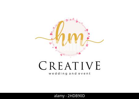 HM feminine logo. Usable for Logo for fashion,photography, wedding, beauty, business. Flat Vector Logo Design Template Element. Stock Vector