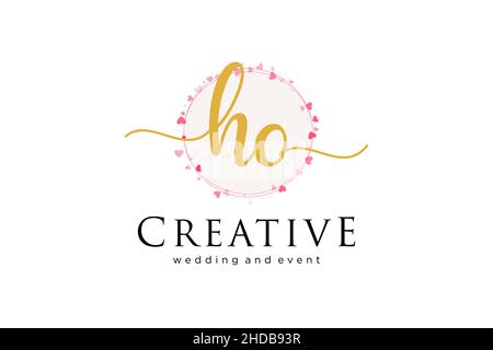 HO feminine logo. Usable for Logo for fashion,photography, wedding, beauty, business. Flat Vector Logo Design Template Element. Stock Vector