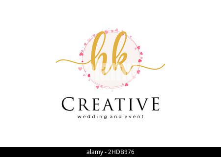 HK feminine logo. Usable for Logo for fashion,photography, wedding, beauty, business. Flat Vector Logo Design Template Element. Stock Vector
