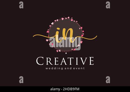 IN feminine logo. Usable for Logo for fashion,photography, wedding, beauty, business. Flat Vector Logo Design Template Element. Stock Vector