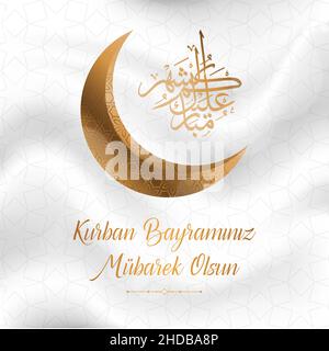 Eid al-Adha Mubarak, Feast of the Sacrifice Greeting. (Turkish: Kurban Bayraminiz Kutlu Olsun) Stock Vector