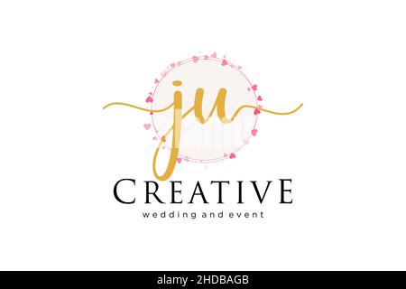 JU feminine logo. Usable for Logo for fashion,photography, wedding, beauty, business. Flat Vector Logo Design Template Element. Stock Vector