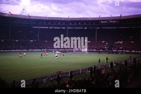World Cup Finals 1966 Fan Amateur Photos from the stands 26 July 1966 Semi Final  England versus Portugal  England players celebrate their 2nd goal by Bobby Charlton  Photo by Tony Henshaw Archive Stock Photo