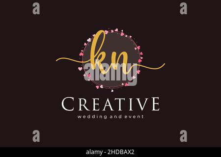 KN feminine logo. Usable for Logo for fashion,photography, wedding, beauty, business. Flat Vector Logo Design Template Element. Stock Vector