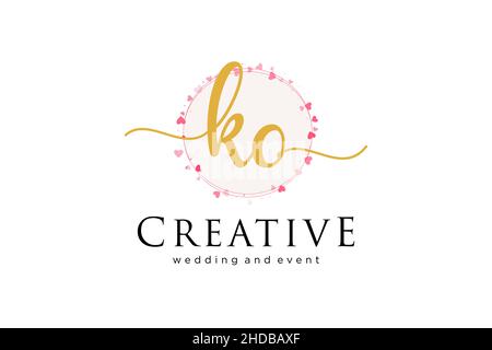 KO feminine logo. Usable for Logo for fashion,photography, wedding, beauty, business. Flat Vector Logo Design Template Element. Stock Vector