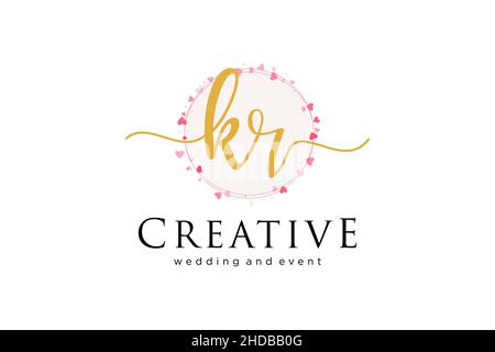 KR feminine logo. Usable for Logo for fashion,photography, wedding, beauty, business. Flat Vector Logo Design Template Element. Stock Vector