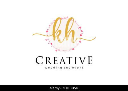 KH feminine logo. Usable for Logo for fashion,photography, wedding, beauty, business. Flat Vector Logo Design Template Element. Stock Vector