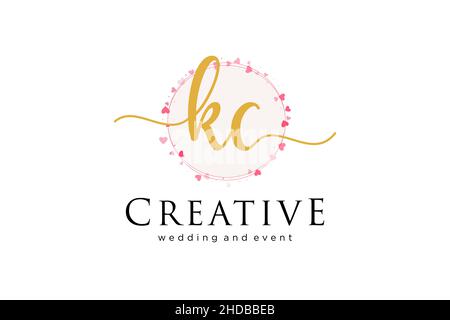 KC feminine logo. Usable for Logo for fashion,photography, wedding, beauty, business. Flat Vector Logo Design Template Element. Stock Vector