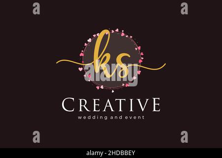 KS feminine logo. Usable for Logo for fashion,photography, wedding, beauty, business. Flat Vector Logo Design Template Element. Stock Vector