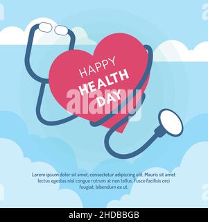 World Health Day concept. 7 April social media poster design. Healthy planet. Stock Vector