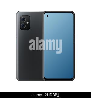 Realistic 3D mock-up Smartphone. Front and Back View. Vector illustration Stock Vector