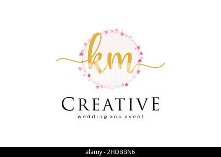 KM feminine logo. Usable for Logo for fashion,photography, wedding, beauty, business. Flat Vector Logo Design Template Element. Stock Vector