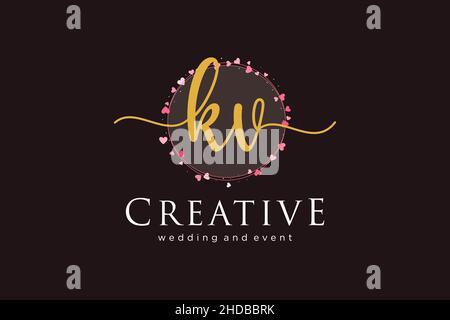 KV feminine logo. Usable for Logo for fashion,photography, wedding, beauty, business. Flat Vector Logo Design Template Element. Stock Vector