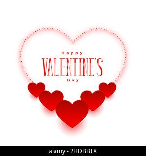 Valentines day romantic wishes card elegant heart shapes. Stock Vector