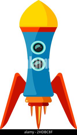 Cartoon rocket. Shiny plastic toy for children game Stock Vector