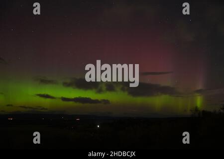 Beautiful view of aurora, also known as the polar lights or aurora polaris. Stock Photo