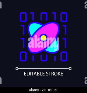 Data mining in science RGB color pixel perfect icon for dark theme Stock Vector