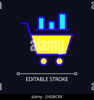 Data mining in retail industry RGB color pixel perfect icon for dark theme Stock Vector