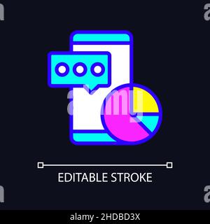 Data mining in social media RGB color pixel perfect icon for dark theme Stock Vector