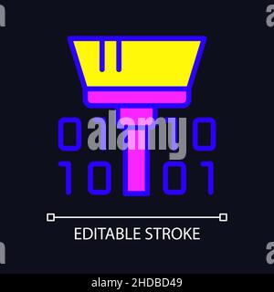 Cleaning dataset tool RGB color pixel perfect icon for dark theme Stock Vector