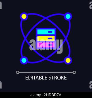 Scientific data mining RGB color pixel perfect icon for dark theme Stock Vector