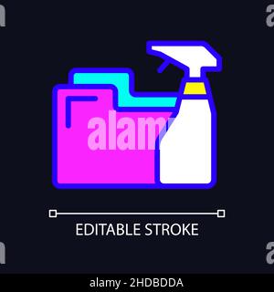 Data cleaning RGB color pixel perfect icon for dark theme Stock Vector