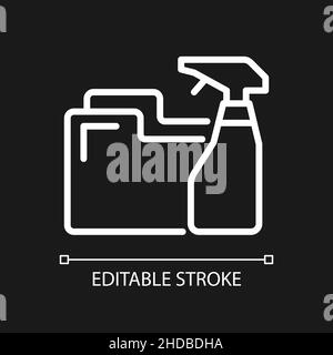 Data cleaning white linear pixel perfect icon for dark theme Stock Vector