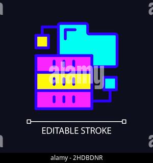 Dataset virtual storage RGB color pixel perfect icon for dark theme Stock Vector