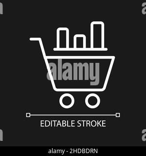 Data mining in retail industry white linear pixel perfect icon for dark theme Stock Vector