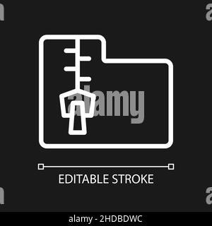 Data mining file archive white linear pixel perfect icon for dark theme Stock Vector