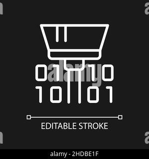 Cleaning dataset tool white linear pixel perfect icon for dark theme Stock Vector
