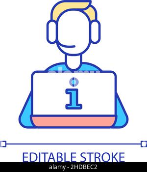 Customer support agent RGB color icon Stock Vector