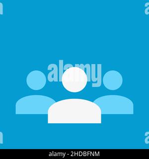 Vector icon of three users on blue background Stock Vector