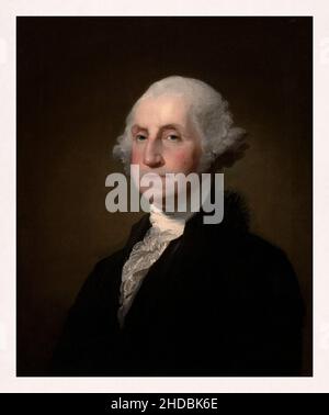 Portrait of George Washington by Gilbert Stuart painted in 1803. Stock Photo