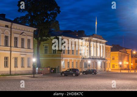 Turku, Finland - August 5, 2021: The main building at Abo Akademi University at night. Stock Photo