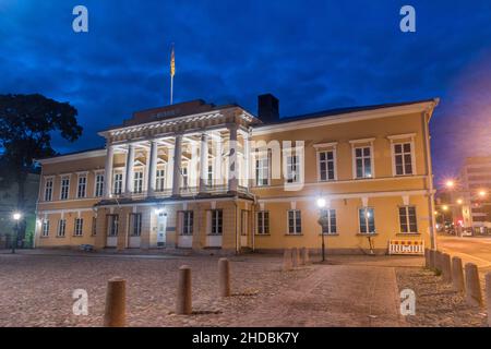 Turku, Finland - August 5, 2021: Abo Akademi University at night. Stock Photo